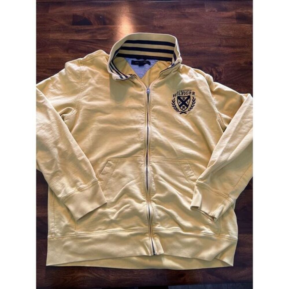 Tommy Hilfiger Zip‎ Up Hoodie Sweatshirt Size Medium Yellow